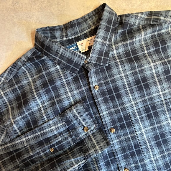 Old Navy Other - Old Navy Everyday Shirt XXL Tall Blue Plaid Regular Fit Built-In Flex Mens L/S